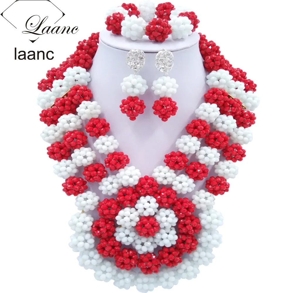 

Brand Laanc Big Chunky Indian Bridal Jewelry Sets Wedding Accessories Nigerian African Beads Necklace For Women AL178