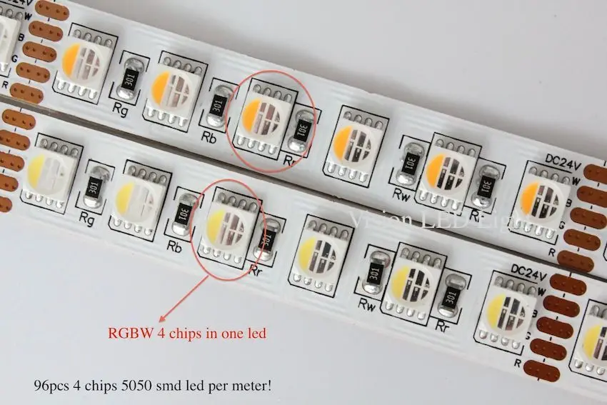 5 м в рулоне/партии светодиодная ленсветильник rgbw 4 чипа 5050 SMD led 12 В/24 В DC ww(2800 3200k)