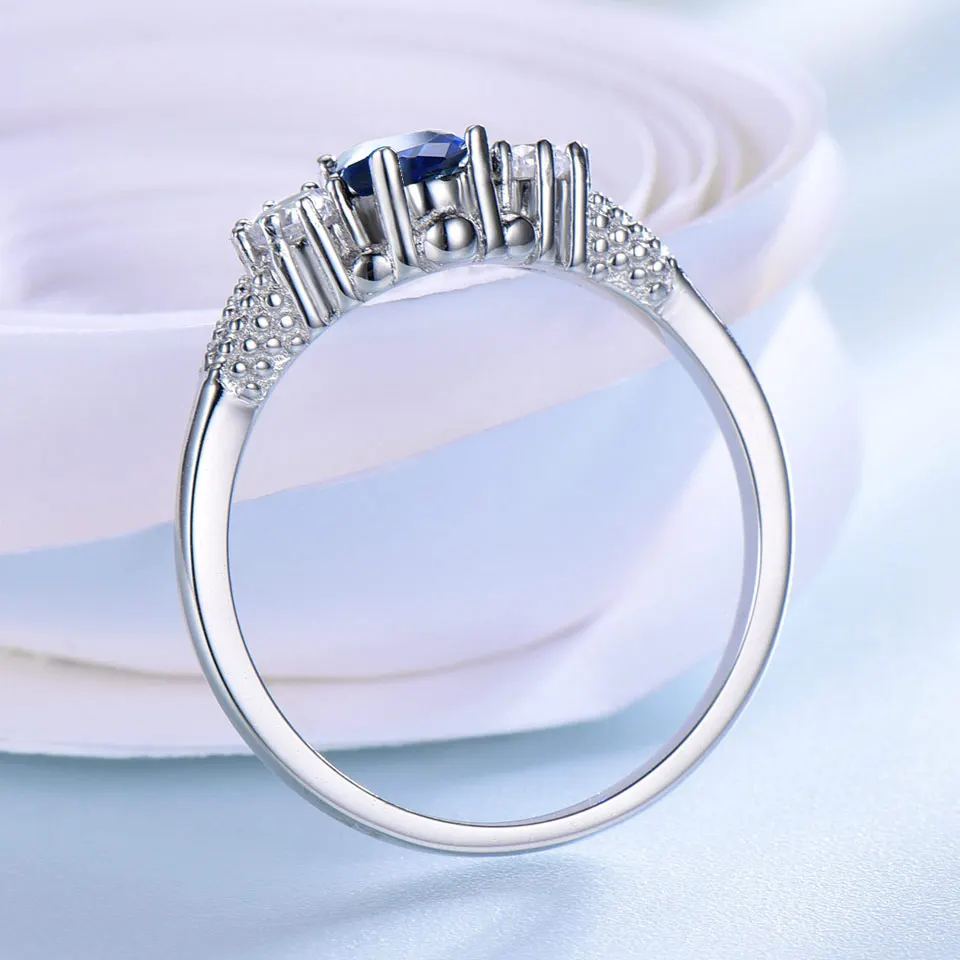 UMCHO 925 пробы Серебряное обручальное кольцо для женщин принцесса создали синий сапфир шпинель кольцо бренд ювелирные украшения подарок с коробкой