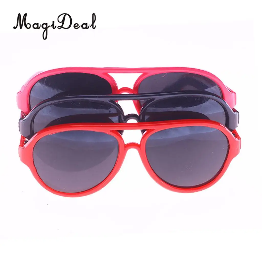 MagiDeal Fashion 1Pair Oval Frame Plastic Summer Glasses Sunglasses for 18 Inch   Dolls Dollhouse Acce Gift 5Colors