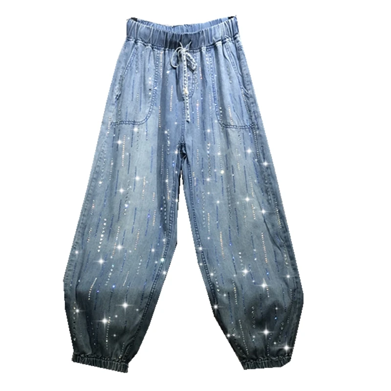 

SuperAen Europe Fashion Women Jeans 2019 Summer New Wild Casual Ladies Jeans Elastic Waist Ankle Length Pants Female