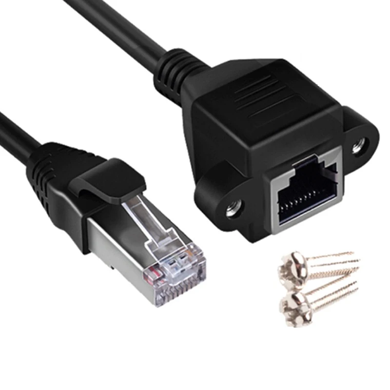 

Network Extension Cable 8Pin RJ45 Screw Panel Mount Ethernet Lan Extender Cable 0.5M 1M 2M 3M for PC Router Cable Ethernet