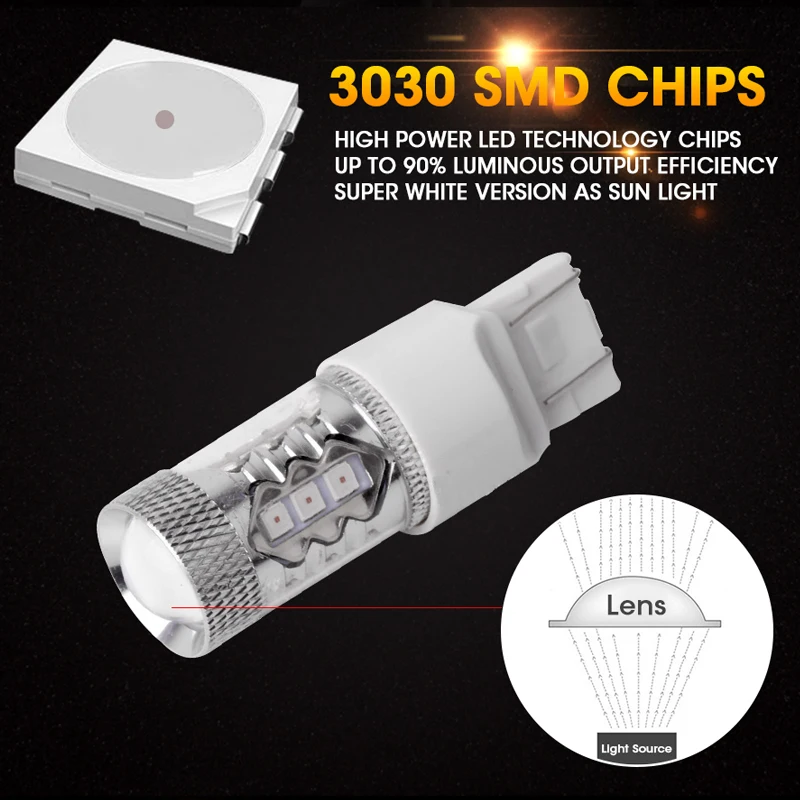 Hlxg 2 шт. T20 7443 580 3030SMD светильник с сигналом поворота s Запасной противотуманный