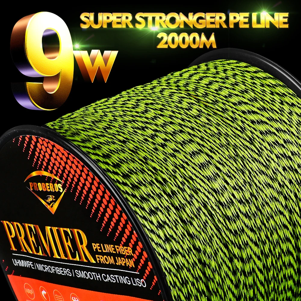 

Super Strong 9 Weaves Fishing Line Multifilament PE Braided Wire 2000M Saltwater Fishng Wire 9 Strands 30LB-310LB