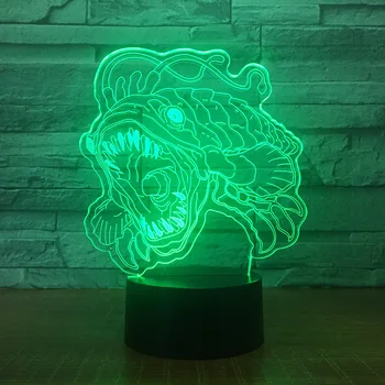 

A Ferocious Fish 3D 7 Color Lamp Visual Led Night Lights For Kids Touch Usb Table Lampara Lampe Baby Sleeping Nightlight