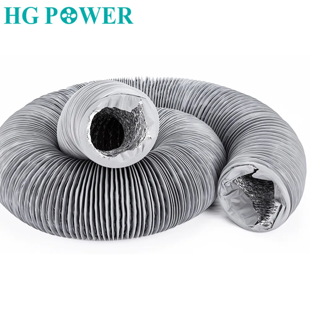 5m 4inch Aluminium Inline Duct Fan Air Duct Hose Flexible PVC Round Ducting for Extractor Fan Air Conditioner  Ventilation Pipe