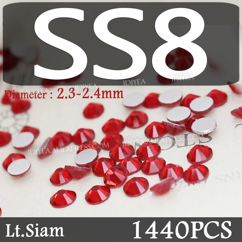 Lt. Siam смешанные размеры SS3-SS10 SS4-SS30 Стразы для дизайна ногтей украшения не горячей фиксации хрустальные ногти блестит для DIY Декор Маникюр - Цвет: SS8 1440PCS