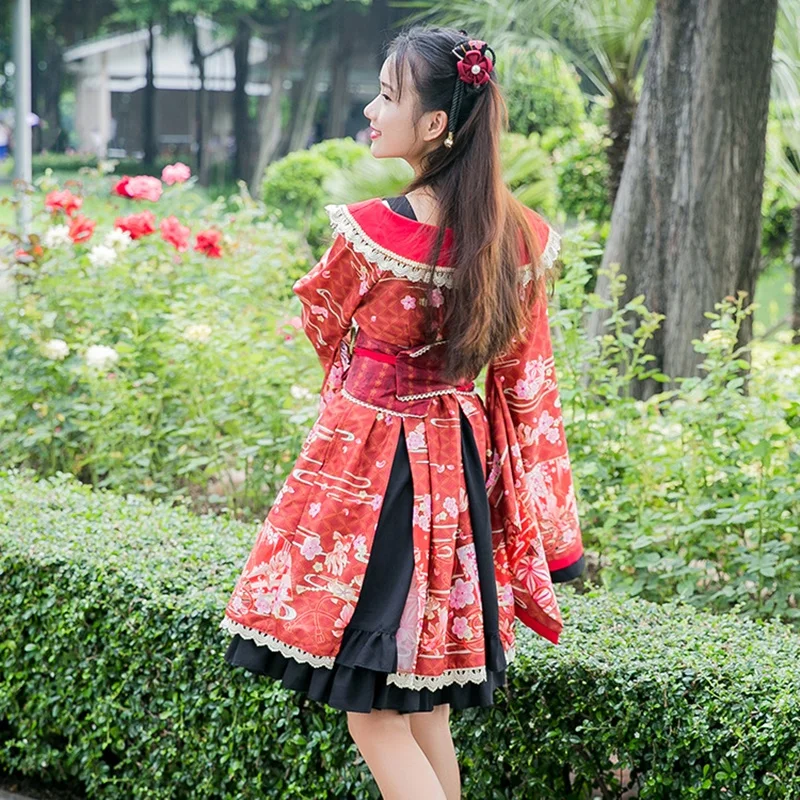 Юката Женские кимоно традиционное японское кимоно платье obi haori японская косплей одежда Гейша костюм DD1555