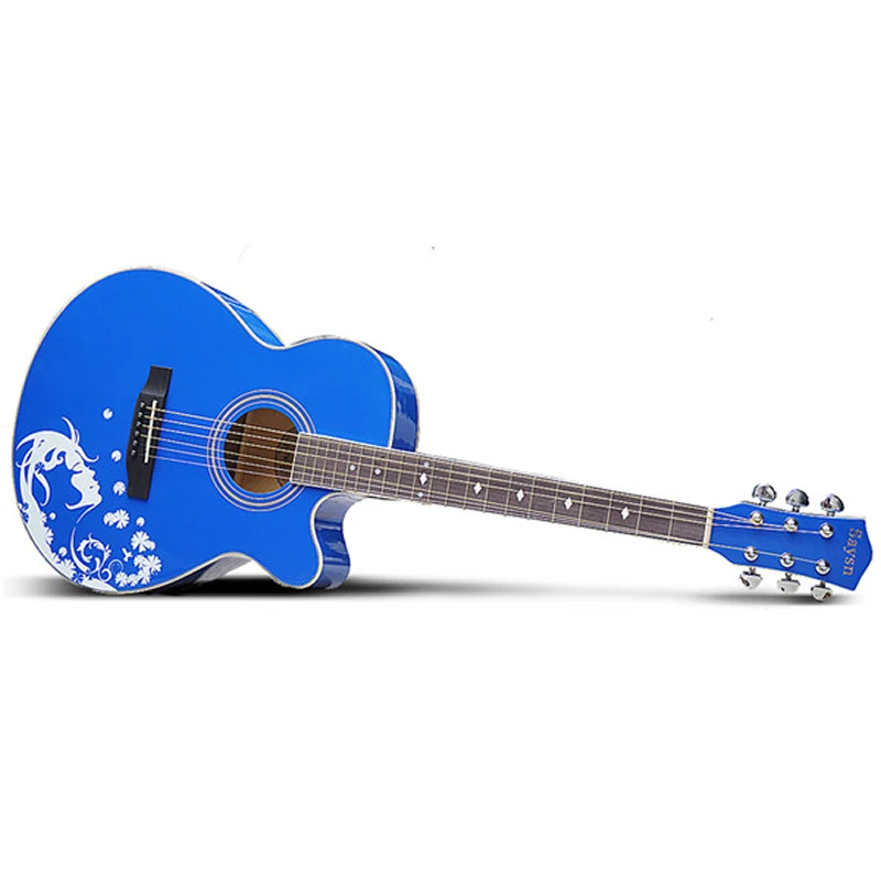 Высокое качество SAYSN 4" Искусство ручной росписи Акустическая гитара липа 6 струн гитары ra для любителей музыки начинающих студентов