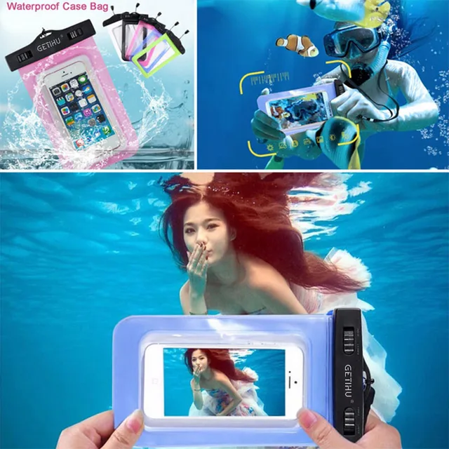GETIHU Universal Waterproof Bag Pouch Phone Case For iPhone XS Max XR X 8 7 6 Plus Samsung S8 Note 8 For Huawei Water Proof Case