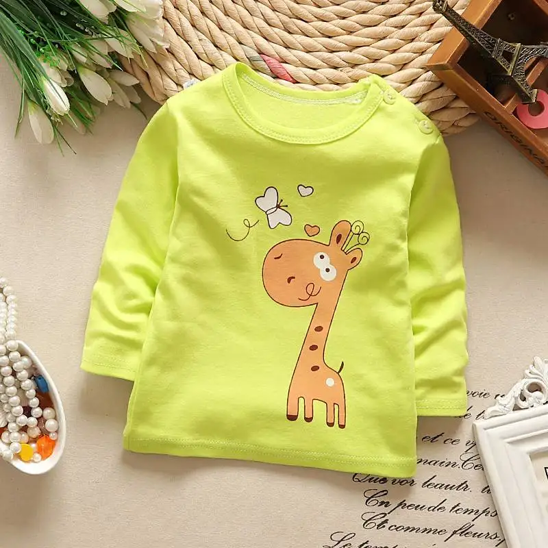 Autumn Kids Boys Girls T Shirt Cute Cartoon Print Long Sleeve Baby Cotton Tops T-shirts Children O-neck T-shirt Tops Clothing - Цвет: Style 11