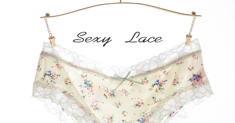 Japanese Wind New Brand Sexy Underwear for Women Lady Print Floral Briefs Panties Lace Decoration Mid Waist Intimates Tangas Bragas  (37)