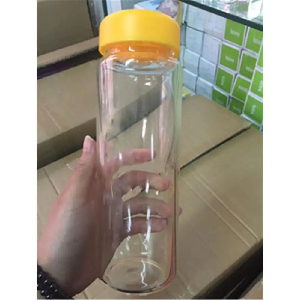 

Plastic Outdoor Camping Portable Sport Travel Fruit Water Bottle 500ML Yellow glass