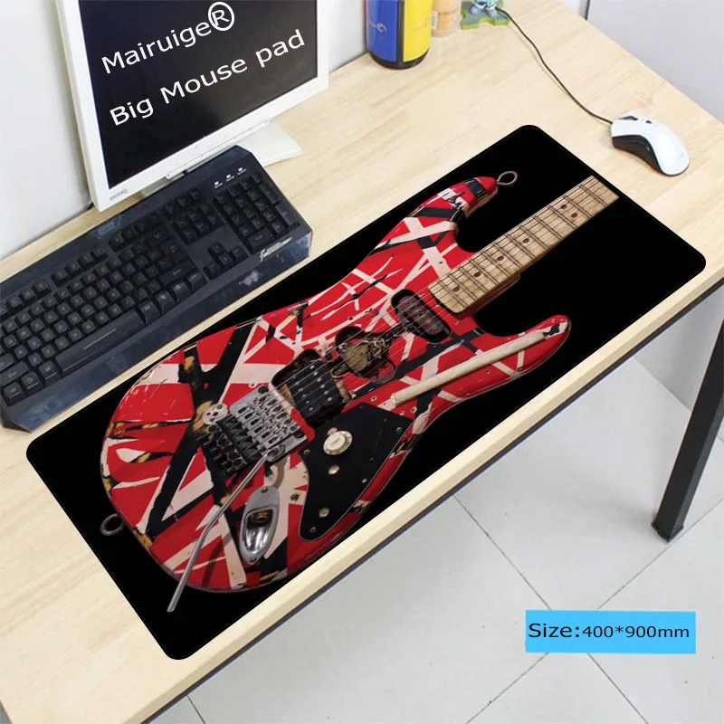 

Mairuige 900*400*3mm Red guitars Pattern Durable Gaming Computer Mouse Mat Silicone Optics Anime Large Lock Edge Mouse Pads