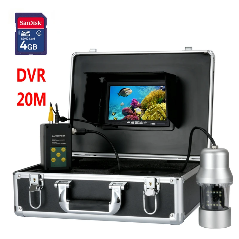 20 м 7 "TFT DVR Регистраторы Подводный Видео Рыбалка Камера Системы 0-360 градусов, Дистанционное управление, 14x белый lights14x белый Li