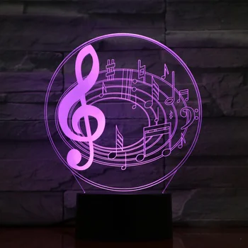 

Music symbol 3d 7 Color Night Light Baby Veilleuse Led USB Desk Table Lamp Bedrooms Children BULBING Optical Illusion Luminaria