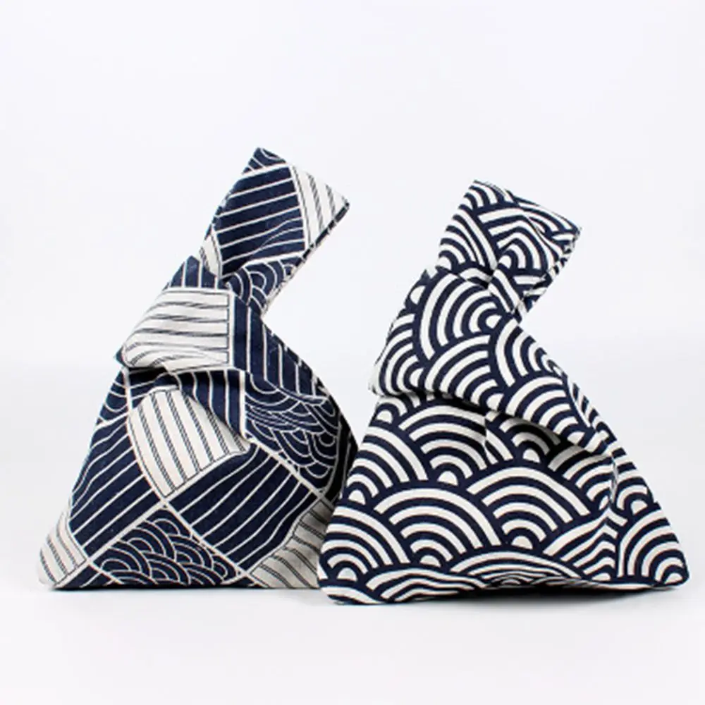 

Creative Japanese Style Knot Wrist Bag Handbag Simple Key Phone Pouch Storage Bags Walking Cotton Lining Shopping Bag