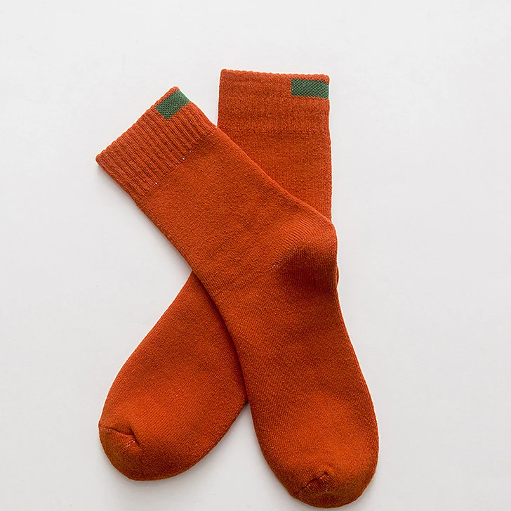 Новые хлопковые мужские однотонные носки, повседневные толстые зимние носки, модные мягкие мужские Модные Цветные дышащие теплые мужские дезодоранты, 7 цветов - Цвет: orange