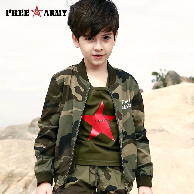 Chaqueta de Camuflaje militar para niños, chaquetas de Otoño Cazadora Bomber de camuflaje, prendas de vestir exteriores para niños - AliExpress