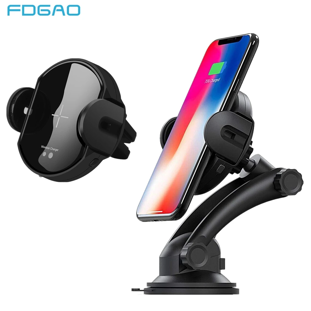 

FDGAO Car Automatic Clamping QI Wireless Charger For iPhone XR XS Max X 8 Samsung S9 S8 Note 9 8 S10 Air Vent Mount Phone Holder