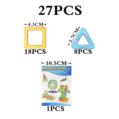 Мини 65 шт., Детские магнитные блоки, строительные блоки, строительные блоки, игрушки для детей, Обучающие, сделай сам, пластик, техника, кирпич - Цвет: 27pcs mini blocks