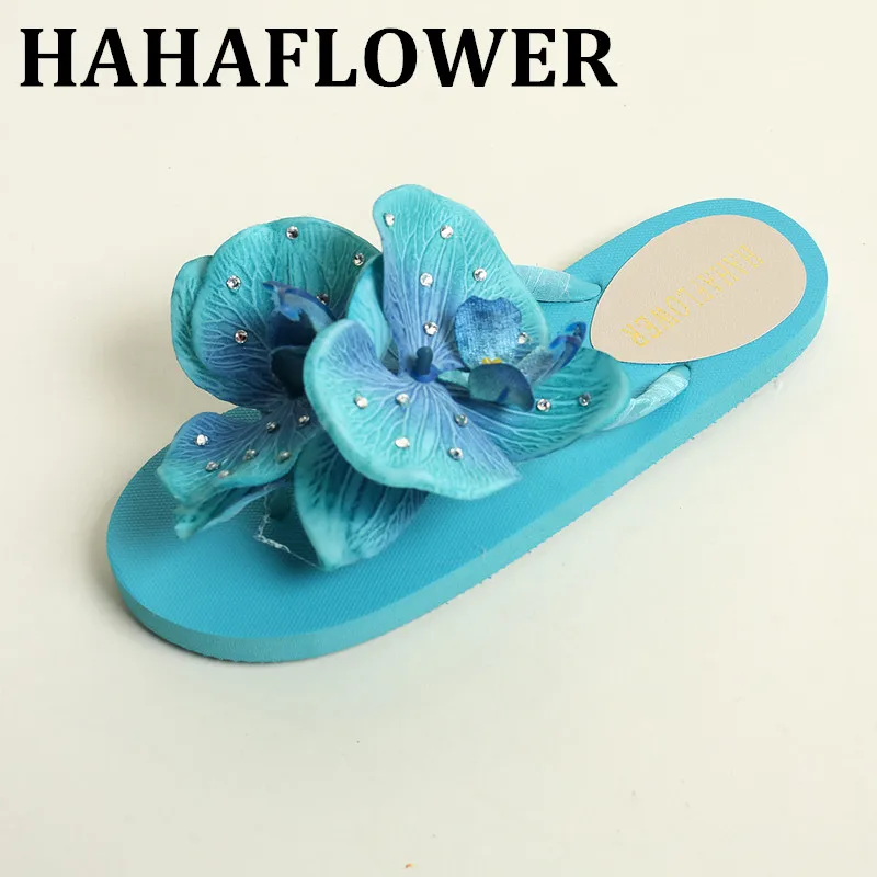 online HAHAFLOWER Cor Plataforma Strass Cunha Desliza Sandálias Mulheres Sapatos de Verão Estilo Bohemia Flip Flops Sandálias Sapatos Mulher