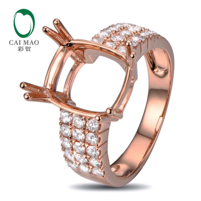Caimao 10x12 мм Подушка Semi Mount Setting кольцо 14 к розовое золото натуральный 0.78ct алмазное обручальное ювелирное изделие Caimao 10x12 мм Подушка Semi Mount Setting кольцо 14 к розовое золото натуральный 0.78ct алмазное обручальное ювелирное изделие
