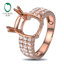 Caimao 10x12mm Cushion Cut Semi Mount Setting Ring 14K Rose gold Natural 0.78ct Diamond Engagement Jewelry