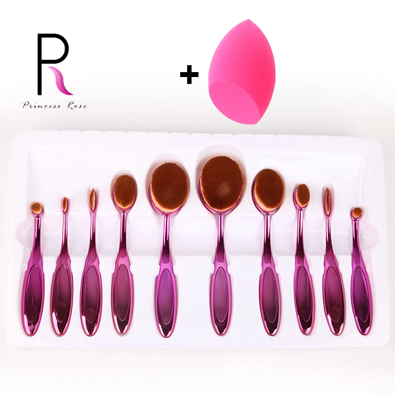 

Princess Rose 10pcs Toothbrush Oval Makeup Brushes Make Up Brush Set Pincel Maquiagem Kit Pinceis Brochas Pinceaux Maquillage