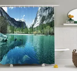 Высокое качество Искусство занавески для душа натуральная река альпийский лес coloful ванная комната Декоративные Современные водостойкие