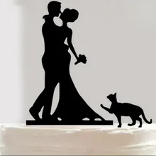 100 шт./лот Творческий целующиеся Влюбленные с cat Дизайн Свадебный торт вставлена карты Свадебный Топпер украшения для торта для вечеринки