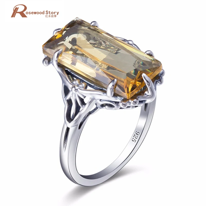 Женское кольцо из серебра 925 пробы с желтым фианитом|fine jewelry|jewelry ringsjewelry women rings |