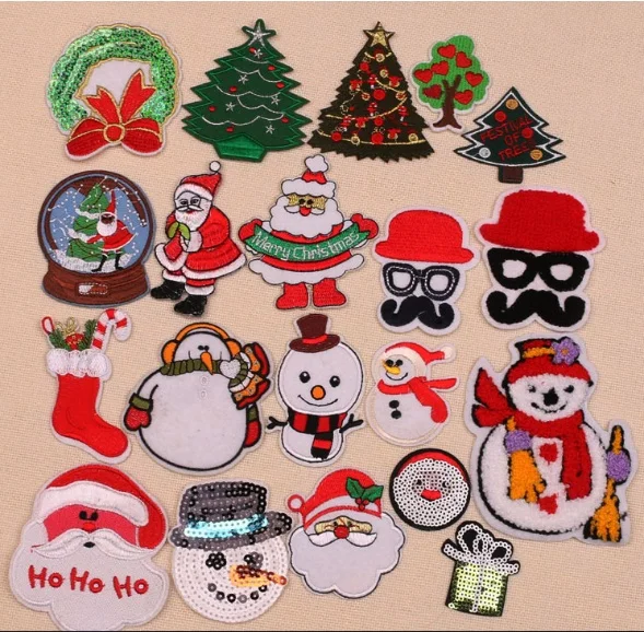 Santa claus christmas tree snowman cloth stickers computer embroidery Santa claus christmas tree snowman cloth stickers computer embroidery