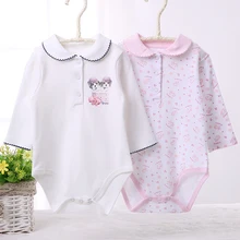Детская одежда, боди пижамы для малышей Детская одежда для девочек с длинными рукавами на весну babybody с воротником в стиле «Питер Пэн» Для малышей, детская одежда