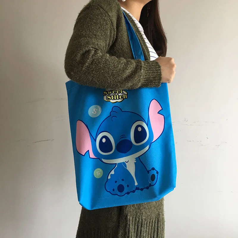 Дисней пеленки мешок высокой емкости мультфильм стежка холст сумка стежка шоппер сумка для покупок hobos - Цвет: Синий