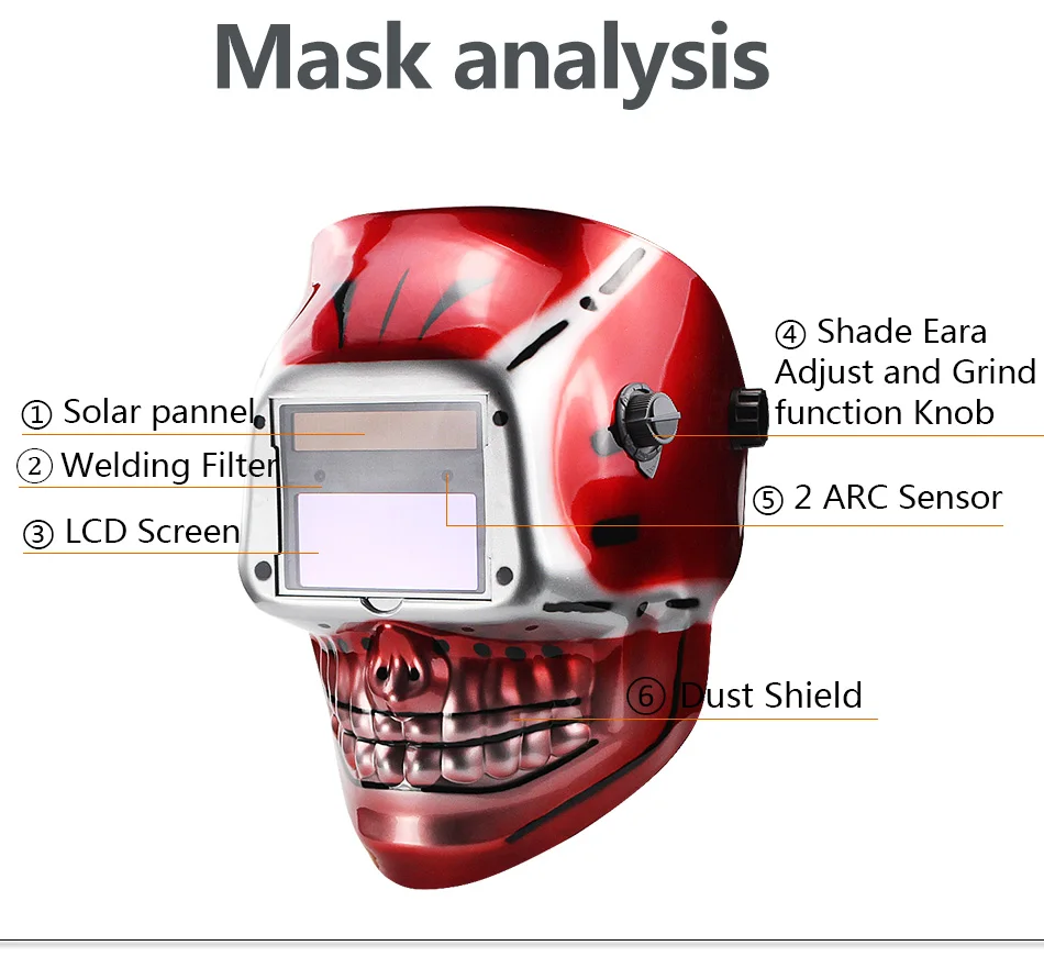 Череп Солнечная Авто темнеет/затенение Grind/полировка TIG MIG MAG дуговая Сварочная маска/сварочный шлем/сварочные очки