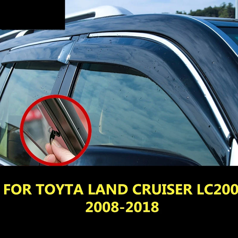 

FOR TOYTA LAND CRUISER LC200 2008-2018 Chrome Car Window Sun Vent Visor Rain Guards Sun/ rain Shield decoration Auto Accessories