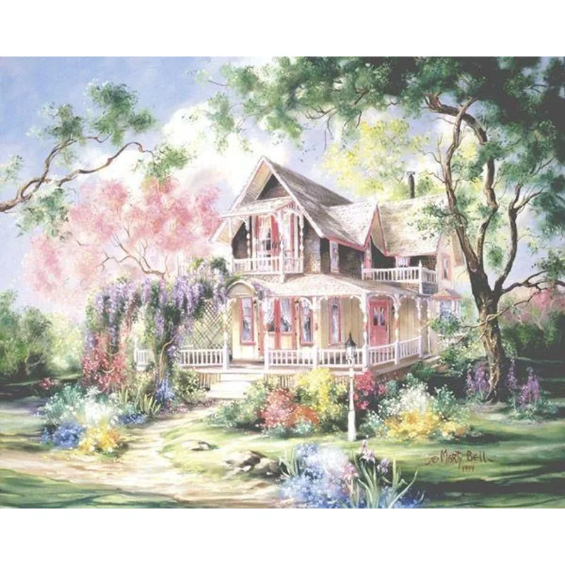 Frameless Romantic Garden Landscape Diy Painting By Numbers Kits