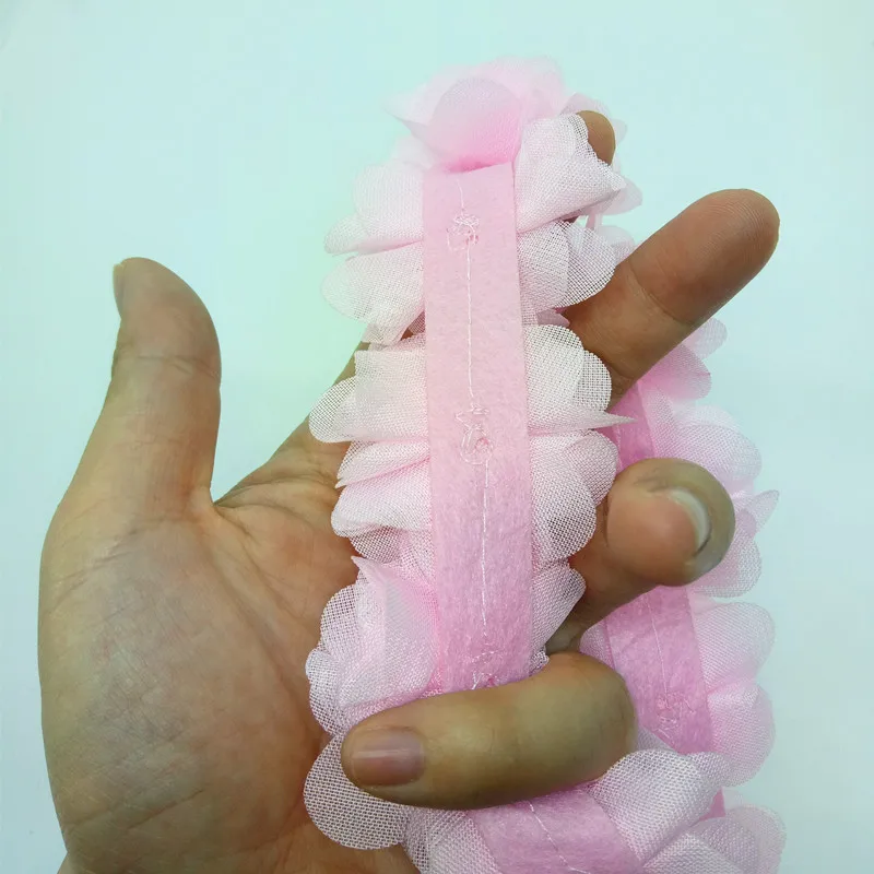 3D черный и розовый шифон Кружева цветок для DIY ремесло поставка материала