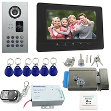7Inch Video Door Phone Doorbell Handfree Intercom Kit Black/White color indoor monitor whit Electronic door lock Waterproof IP65