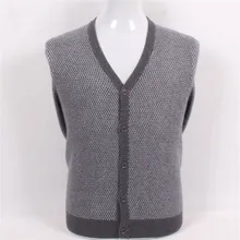 Большие размеры чистый козел кашемир v-образным вырезом жаккардовые вязать Мужчины Мода Толстые свитер темно-красный 2 вида цветов S/4XL