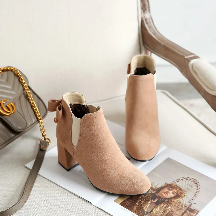 

Big Size 9 10 15 boots women shoes ankle boots for women ladies boots shoes woman winter Solid color round head elastic band