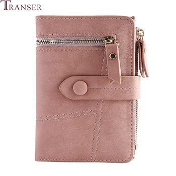 

TRANSER Wallet Women Vintage leather Coin Purse Card Holders fashion Simple Zipper Short Wallet Female Money Bag Handbag hot #40