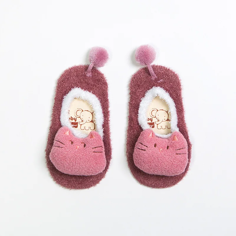 Модные носки для новорожденных; сезон осень-зима; нескользящие теплые дышащие носки; HJS7039 - Цвет: Pink