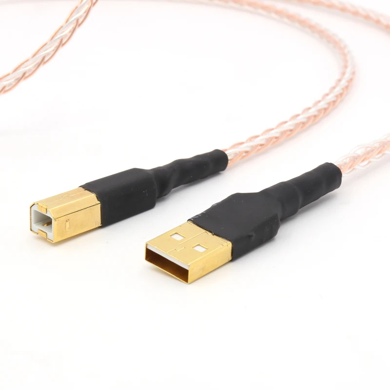 8xTwist 5N OCC Чистая медь + посеребренный Плетеный Hi Fi USB кабель DAC A B цифровой аудио от