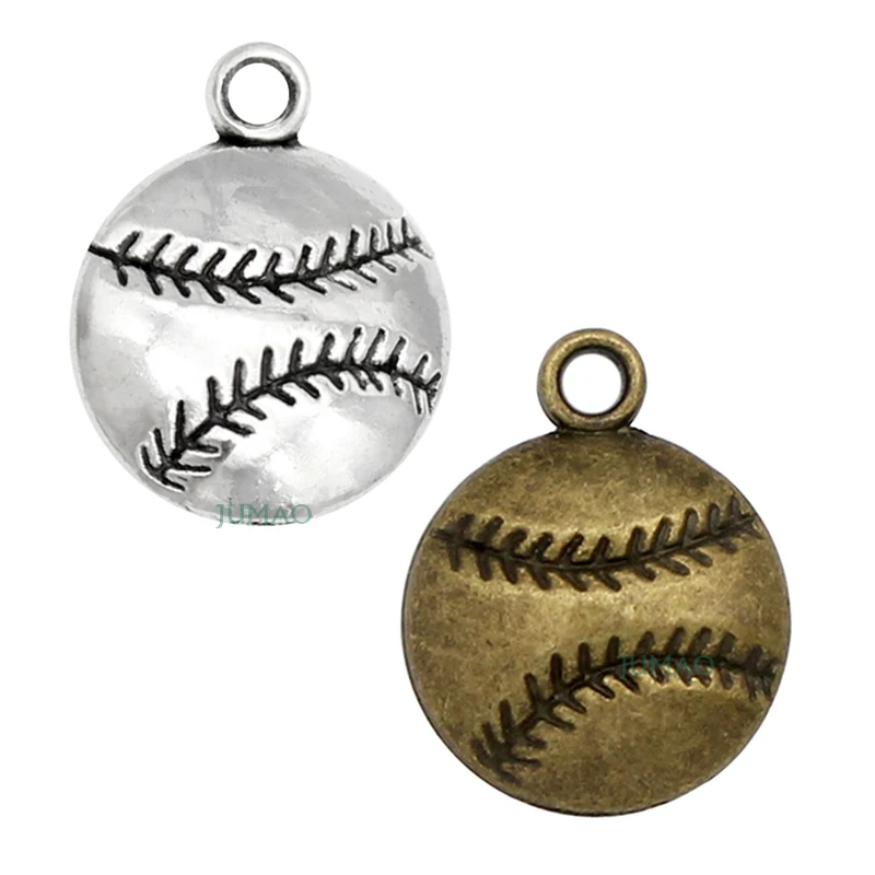 20pcs Antique Silver/ Bronze Baseball Softball Connector Charms 18x14mmin Charms from Jewelry