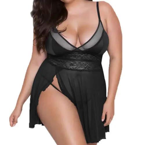 Plus Size 3XL Women Sexy Lingerie Lace Dress Underwear Babydoll Sleepwear G-string erotic women pajamas sexy costumes