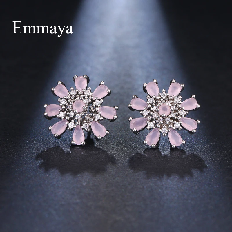Серьги гвоздики EMMAYA с кристаллами циркония женские свадебные украшения в форме