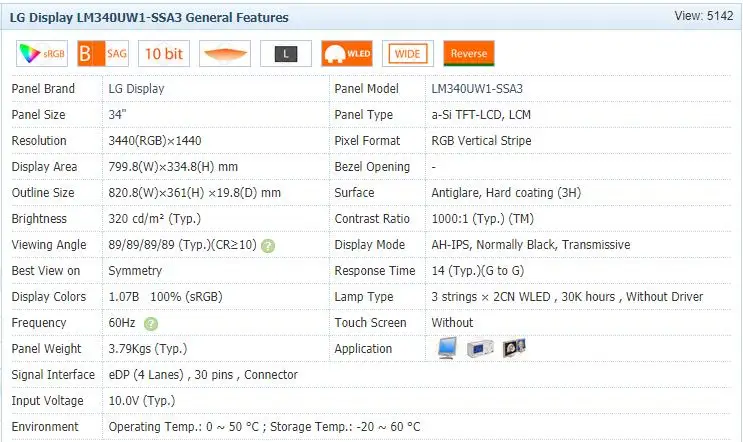 34 дюймовый 4K ЖК-экран LM340UW1 SSA1 SSA3 SSB1 для замены светодиодной панели