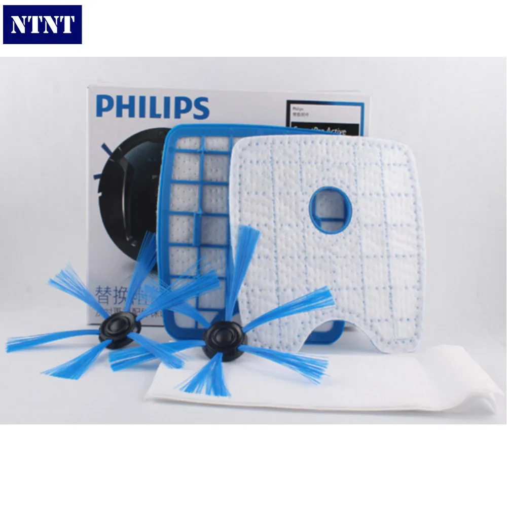 

NTNT Vacuum Cleaner 2filter screen+2round brush+3floorcloth for Philips Robot FC8820 FC8810 Sweeping robot accessories